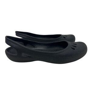 Womens Crocs Black Sloane Flats Open Toe Slingback Slip-On Shoes Size 8